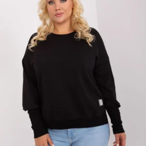 BLUZKA PLUS SIZE ZE ŚCIĄGACZAMI –CZARNA