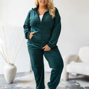 DRES WELUROWY - ZIELONY PLUS SIZE 44/46