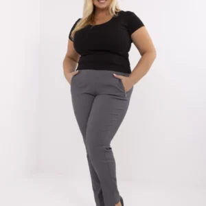 Grafitowe  spodnie plus size z kieszeniami 44