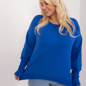 BLUZKA PLUS SIZE ZE ŚCIĄGACZAMI -KOBALTOWA